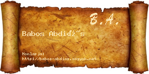 Babos Abdiás névjegykártya
